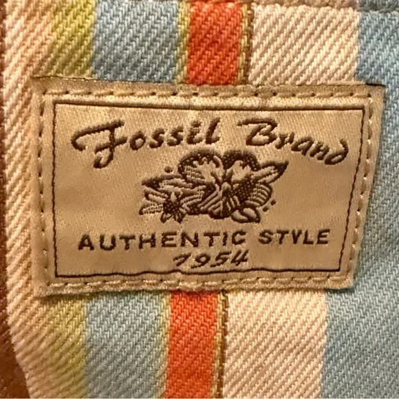 Vintage “Fossil” Striped Multicolor Crossbody Canvas Bag - Picture 5 of 16